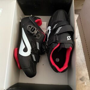 Peloton Kids Black and Red Sneakers